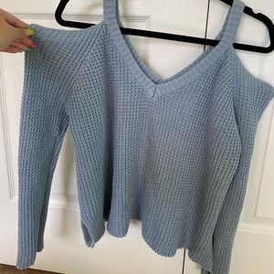 LA Hearts Cold Shoulder Blue Sweater